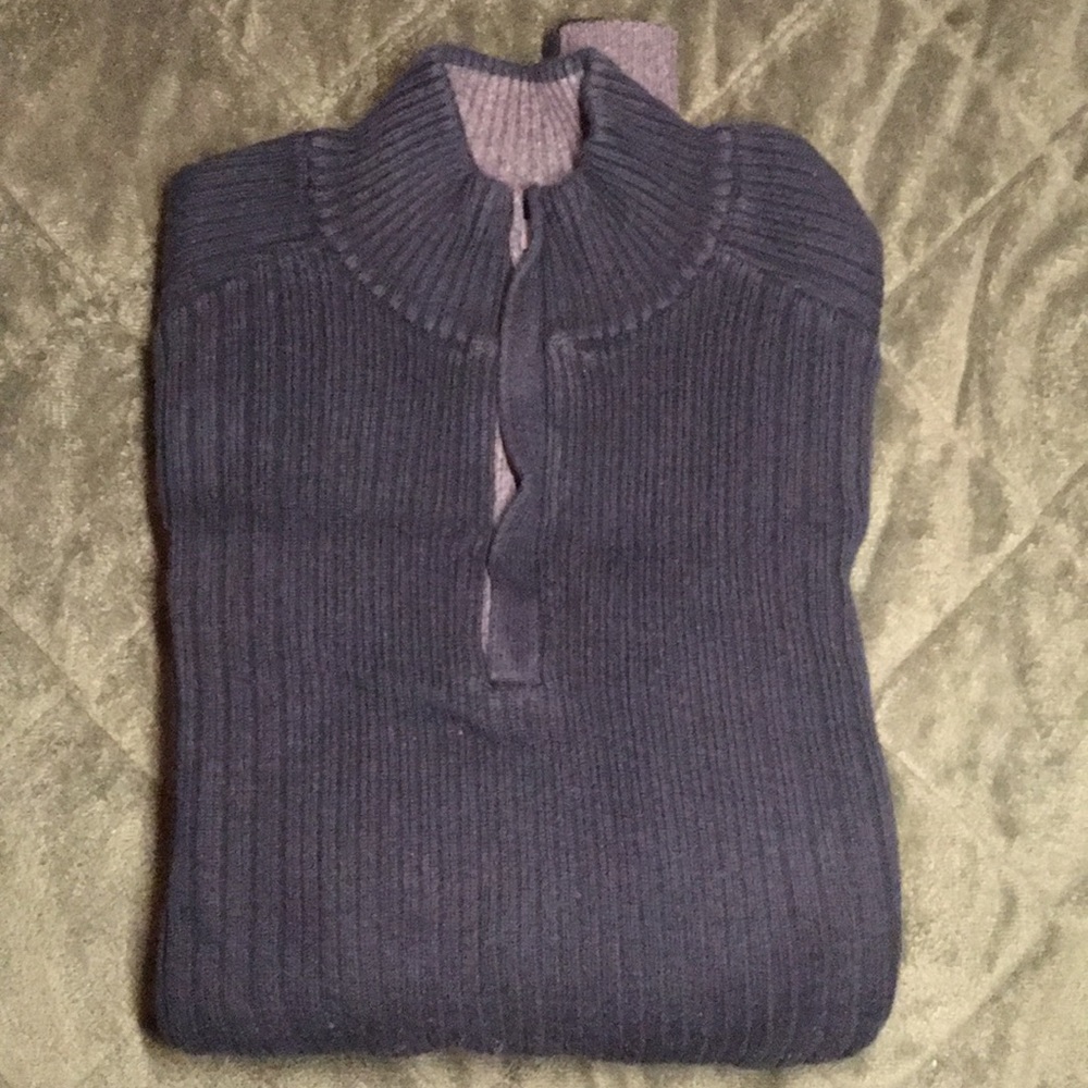 QUARTER ZIP MOCK NECK SWEATER M